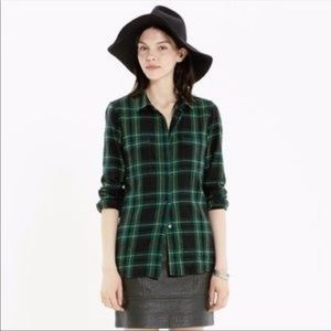 Madewell Classic Button Down Plaid Flannel Shirt Pointed Collar Breast Pockets
